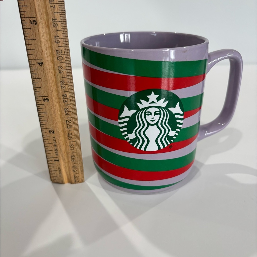 Holiday 2020 Starbucks Purple with Red And Green Stripes 11oz Ceramic Mug - Picture 13 of 13